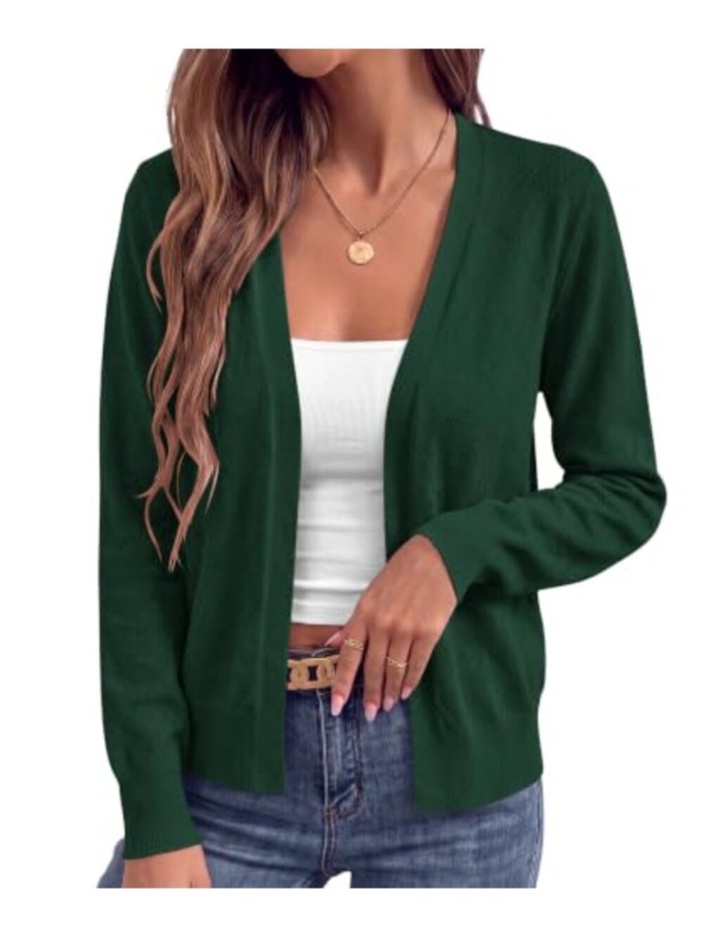 Open Front Knit Cardigan Hollow Out Lightweight Lightweight Layering Women's
